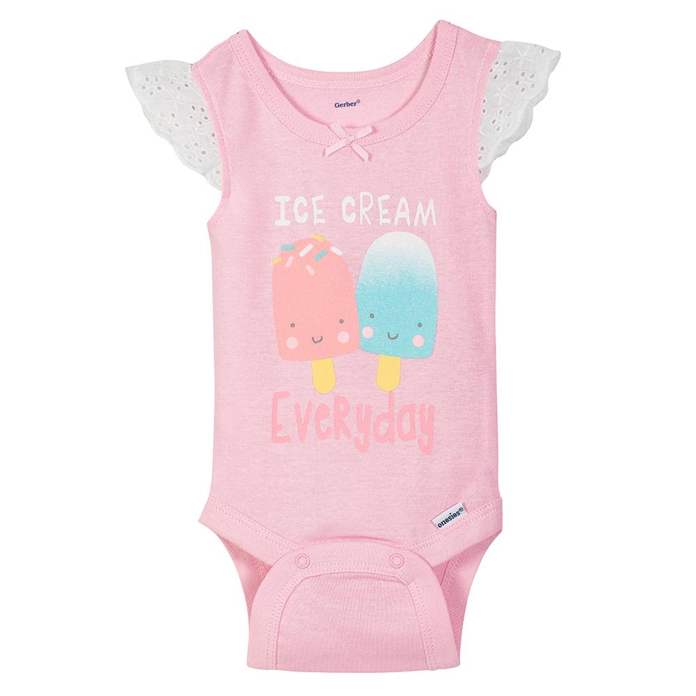 4-Pack Girls Ice Cream Sleeveless Onesies® Bodysuits-Gerber Childrenswear Wholesale