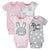 4-Pack Girl Bunny Short Sleeve Onesies® Bodysuits-Gerber Childrenswear Wholesale