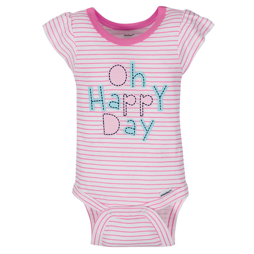 4-Pack Girls Clouds Short Sleeve Onesies® Bodysuits-Gerber Childrenswear Wholesale