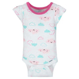 4-Pack Girls Clouds Short Sleeve Onesies® Bodysuits-Gerber Childrenswear Wholesale