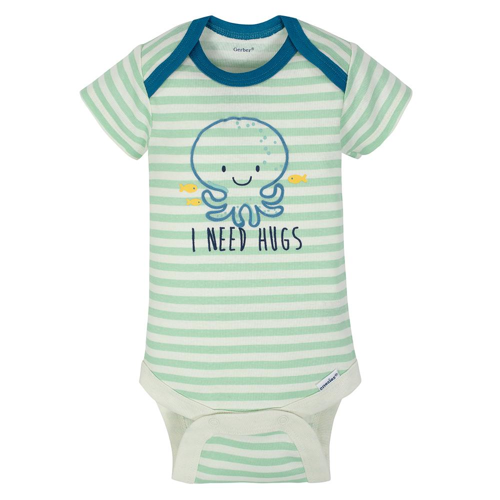 4-Pack Boys Squid Short Sleeve Onesies® Bodysuits-Gerber Childrenswear Wholesale