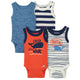 4-Pack Boys Whale Sleeveless Onesies® Bodysuits-Gerber Childrenswear Wholesale