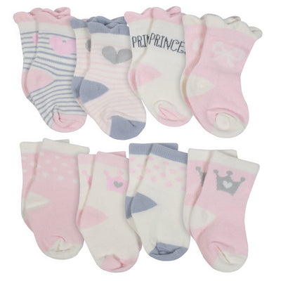 8-Pair Girls Princess Wiggle Proof Socks-Gerber Childrenswear Wholesale