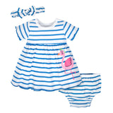 3-Piece Girls Striped Flamingo Dress, Diaper Cover & Headband Set-Gerber Childrenswear Wholesale
