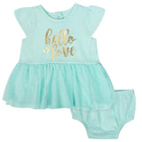 2-Piece Baby Girls Hello Love Cap Sleeve Dress with Diaper Cover-Gerber Childrenswear Wholesale