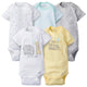 5-Pack Neutral Elephant Short Sleeve Onesies® Bodysuits-Gerber Childrenswear Wholesale