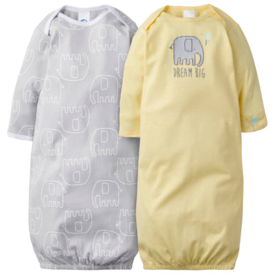 2-Pack Neutral Elephant Gowns-Gerber Childrenswear Wholesale