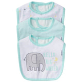 3-Pack Neutral Elephant Terry Bibs-Gerber Childrenswear Wholesale