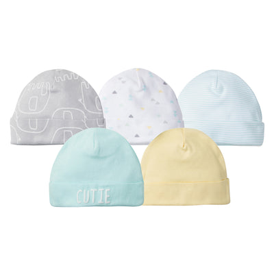 5-Pack Neutral Elephant Caps-Gerber Childrenswear Wholesale