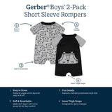 2-Pack Baby Boys Tiger Rompers-Gerber Childrenswear Wholesale