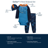 3-Piece Baby Boys Dinosaur Onesies® Bodysuit, Pant, & Cap Set-Gerber Childrenswear Wholesale