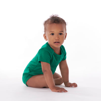 5-Pack Kelly Green Premium Short Sleeve Onesies® Bodysuits-Gerber Childrenswear Wholesale