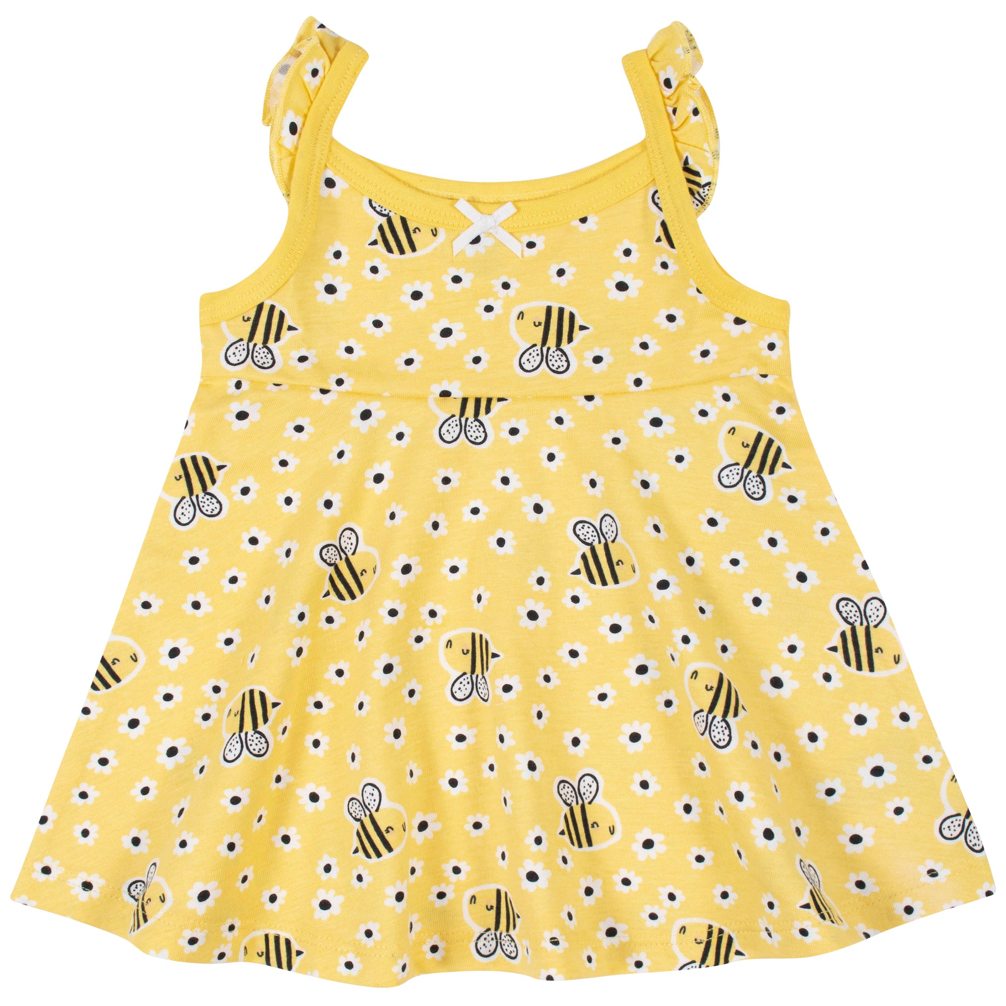 3-Piece Baby & Toddler Girls Bee Garden Dress, Diaper Cover & Sun Hat Set-Gerber Childrenswear Wholesale