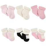 6-Pack Baby Girls Pink Ballerina Wiggle-Proof™ Terry Bootie Socks-Gerber Childrenswear Wholesale
