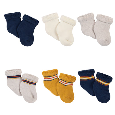 6-Pack Baby Boys Fox Wiggle-Proof™ Terry Bootie Socks-Gerber Childrenswear Wholesale