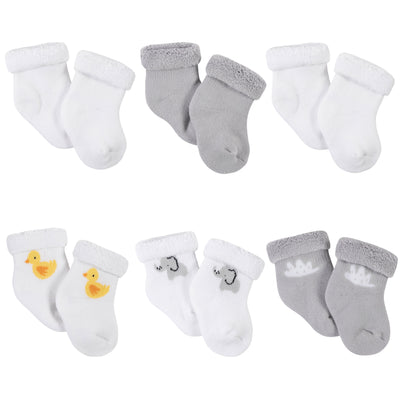 6-Pack Baby Neutral Baby Animals Wiggle-Proof™ Terry Bootie Socks-Gerber Childrenswear Wholesale