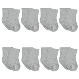 8-Pack Baby & Toddler Gray Heather Wiggle-Proof™ Jersey Crew Socks-Gerber Childrenswear Wholesale