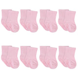 8-Pack Baby & Toddler Light Pink Wiggle-Proof™ Jersey Crew Socks-Gerber Childrenswear Wholesale