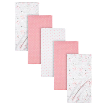5-Pack Baby Girls Pink Critters Flannel Receiving Blankets-Gerber Childrenswear Wholesale