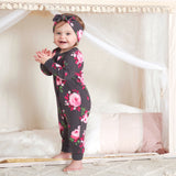 2-Piece Baby Girls Burgundy Garden Coverall & Headband Set-Gerber Childrenswear Wholesale