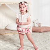 3-Piece Baby Girls Pink Garden Onesies® Bodysuit, Diaper Cover & Headband Set-Gerber Childrenswear Wholesale