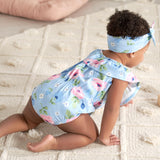 2-Piece Baby Girls Periwinkle Garden Wide Neck Romper & Headband Set-Gerber Childrenswear Wholesale