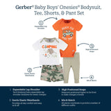 4-Piece Baby Boys Camping Fun Onesies® Bodysuit, Tee, Shorts & Pant Set-Gerber Childrenswear Wholesale