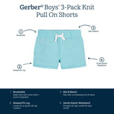 3-Pack Baby & Toddler Boys Royal Blues Pull-On Knit Shorts-Gerber Childrenswear Wholesale