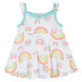 3-Piece Baby Girls Dots of Rainbows Dress, Diaper Cover & Sun Hat Set-Gerber Childrenswear Wholesale
