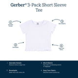 3-Pack Baby & Toddler Girls Sweet Florals Short Sleeve Tees-Gerber Childrenswear Wholesale