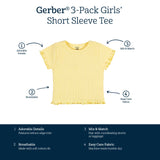 3-Pack Baby & Toddler Girls Picnic Day Dreams Short Sleeve Tees-Gerber Childrenswear Wholesale