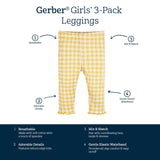 3-Pack Baby & Toddler Girls Picnic Day Dreams Pull-On Knit Leggings-Gerber Childrenswear Wholesale