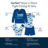4-Piece Infant & Toddler Boys Sea Friends Snug Fit Cotton Pajamas-Gerber Childrenswear Wholesale