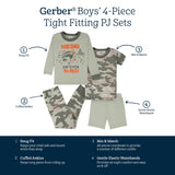 4-Piece Infant & Toddler Boys Camping Fun Snug Fit Cotton Pajamas-Gerber Childrenswear Wholesale