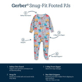 Baby & Toddler Boys Construction Trucks Buttery Soft Viscose Made from Eucalyptus Snug Fit Footed Pajamas-Gerber Childrenswear Wholesale