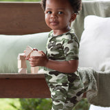 Baby Boys Hide & Seek Camo Buttery Soft Viscose Made from Eucalyptus Snug Fit Romper-Gerber Childrenswear Wholesale