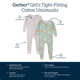 2-Pack Baby & Toddler Girls Purple Woodland Fox Snug Fit Footed Cotton Pajamas-Gerber Childrenswear Wholesale