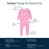 Baby & Toddler Girls Heartfelt Buttery Soft Viscose Made from Eucalyptus Snug Fit Footed Pajamas-Gerber Childrenswear Wholesale