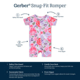 Baby Girls Lilac Garden Buttery Soft Viscose Made from Eucalyptus Snug Fit Romper-Gerber Childrenswear Wholesale