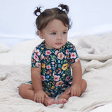 Baby Girls Midnight Floral Buttery Soft Viscose Made from Eucalyptus Snug Fit Romper-Gerber Childrenswear Wholesale