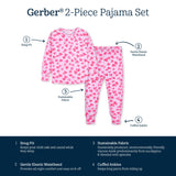 2-Piece Infant & Toddler Girls Heartfelt Buttery Soft Viscose Made from Eucalyptus Snug Fit Pajamas-Gerber Childrenswear Wholesale
