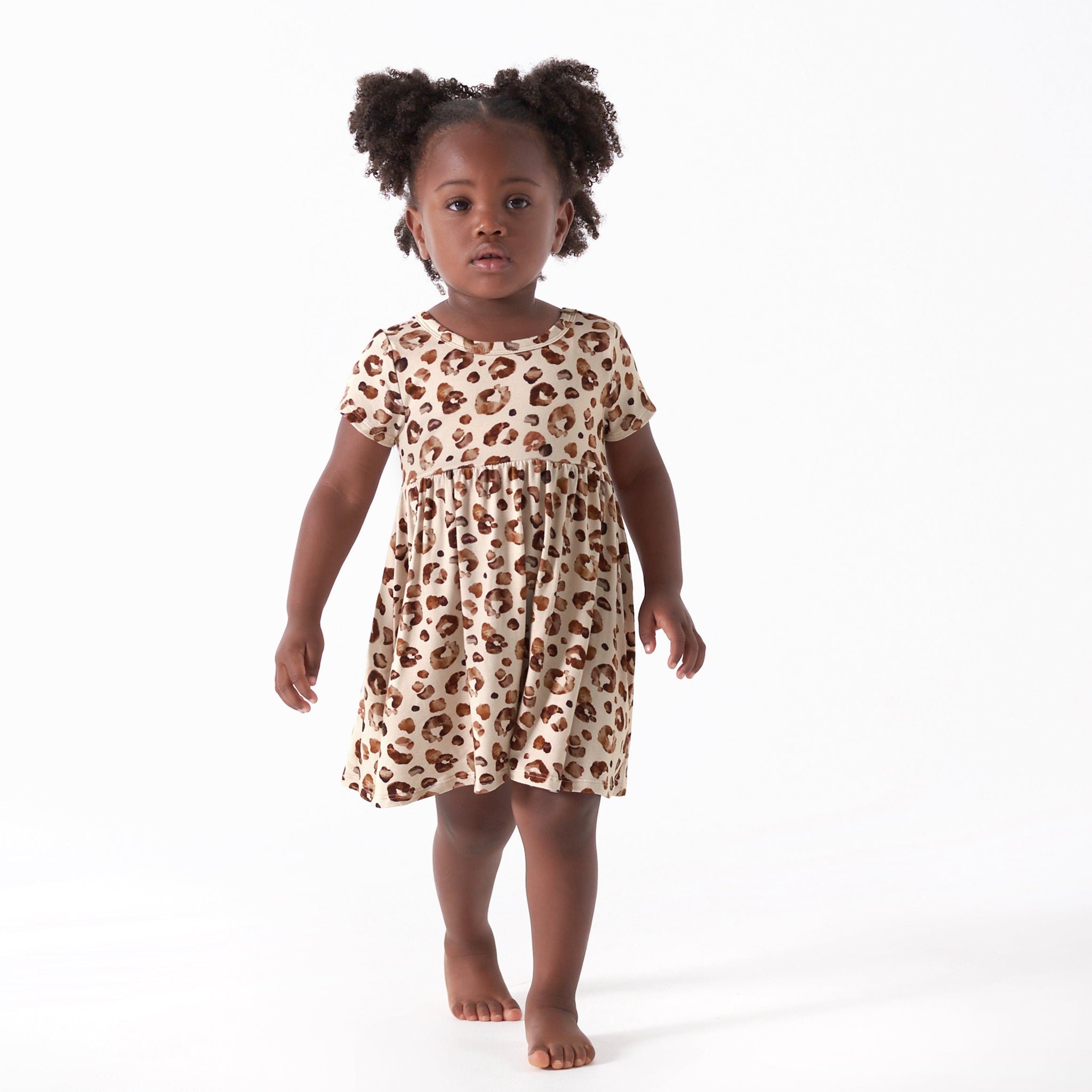 Infant & Toddler Girls Spotted Leopard Buttery Soft Viscose Made from Eucalyptus Twirl Dress-Gerber Childrenswear Wholesale