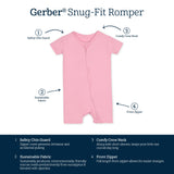 Baby Pink Lemonade Buttery Soft Viscose Made from Eucalyptus Snug Fit Romper-Gerber Childrenswear Wholesale