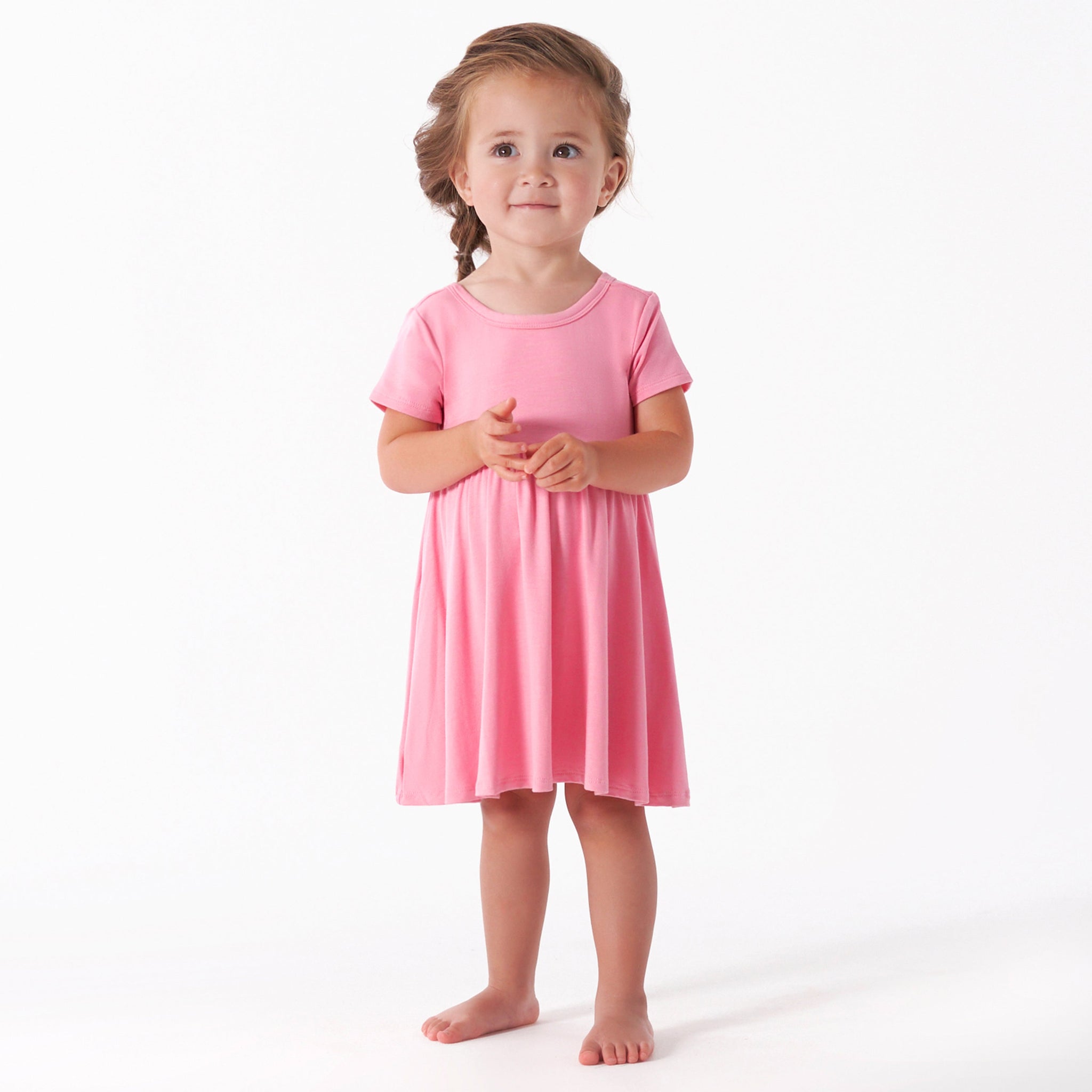 Infant & Toddler Girls Pink Lemonade Buttery Soft Viscose Made from Eucalyptus Twirl Dress-Gerber Childrenswear Wholesale
