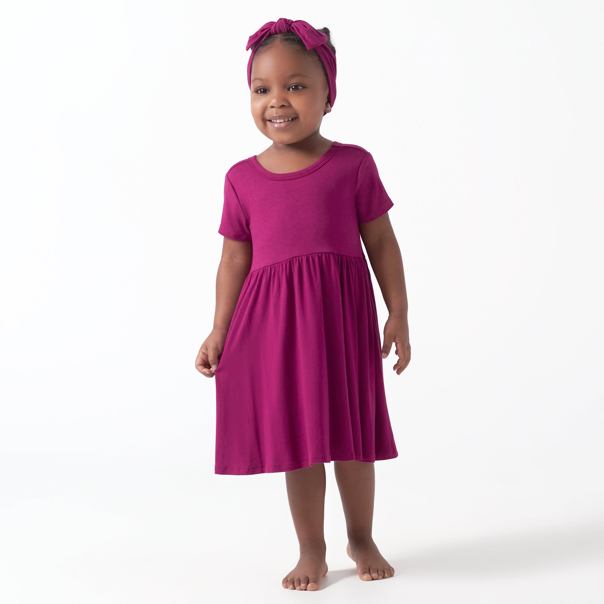 Infant & Toddler Girls Raspberry Buttery Soft Viscose Made from Eucalyptus Twirl Dress-Gerber Childrenswear Wholesale