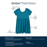 Infant & Toddler Girls Ocean Teal Buttery Soft Viscose Made from Eucalyptus Twirl Dress-Gerber Childrenswear Wholesale