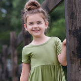 Infant & Toddler Girls Moss Buttery Soft Viscose Made from Eucalyptus Twirl Dress-Gerber Childrenswear Wholesale