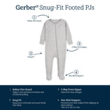 Baby & Toddler Glacier Gray Buttery Soft Viscose Made from Eucalyptus Snug Fit Footed Pajamas-Gerber Childrenswear Wholesale