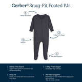 Baby & Toddler Shadow Buttery Soft Viscose Made from Eucalyptus Snug Fit Footed Pajamas-Gerber Childrenswear Wholesale