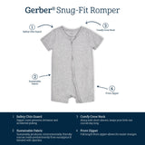 Baby Glacier Gray Buttery Soft Viscose Made from Eucalyptus Snug Fit Romper-Gerber Childrenswear Wholesale